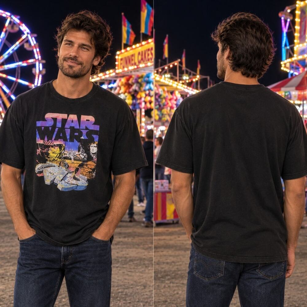 Star Wars Graphic T-Shirt Mens XL 46 48 Millennium Falcon Han Solo Mad Engine